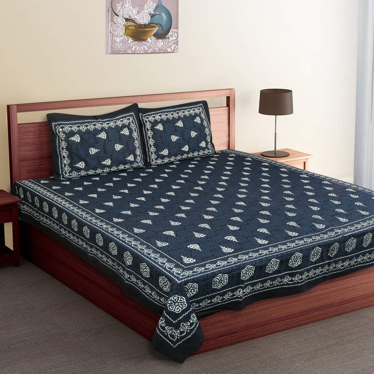Oxyco 120 TC Pure Cotton Floral Printed Double Bedsheet