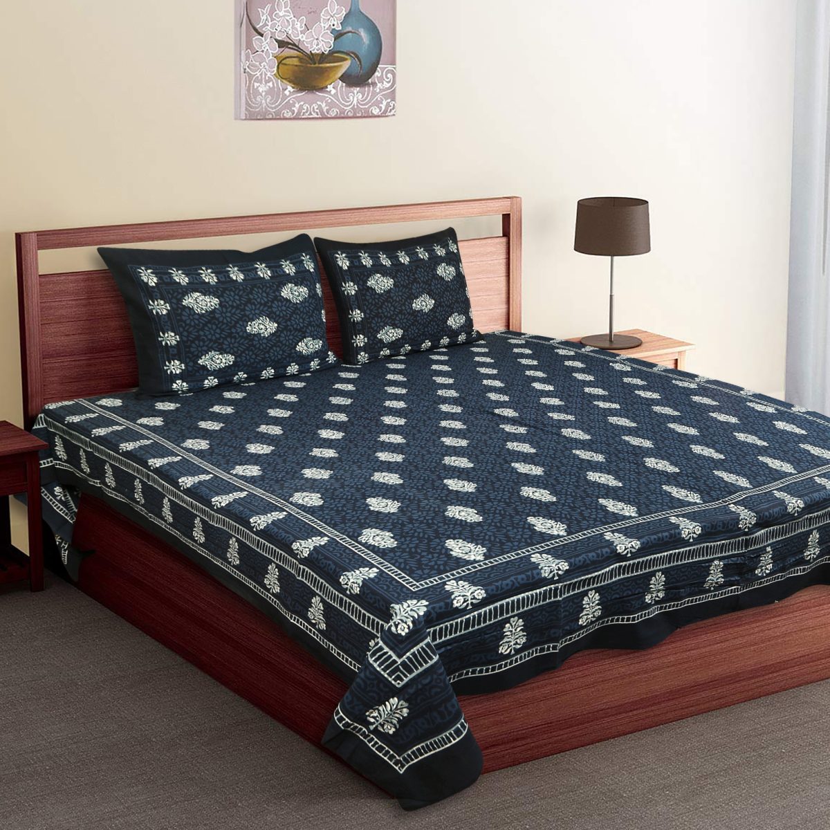 Oxyco 120 TC Pure Cotton Floral Printed Double Bedsheet