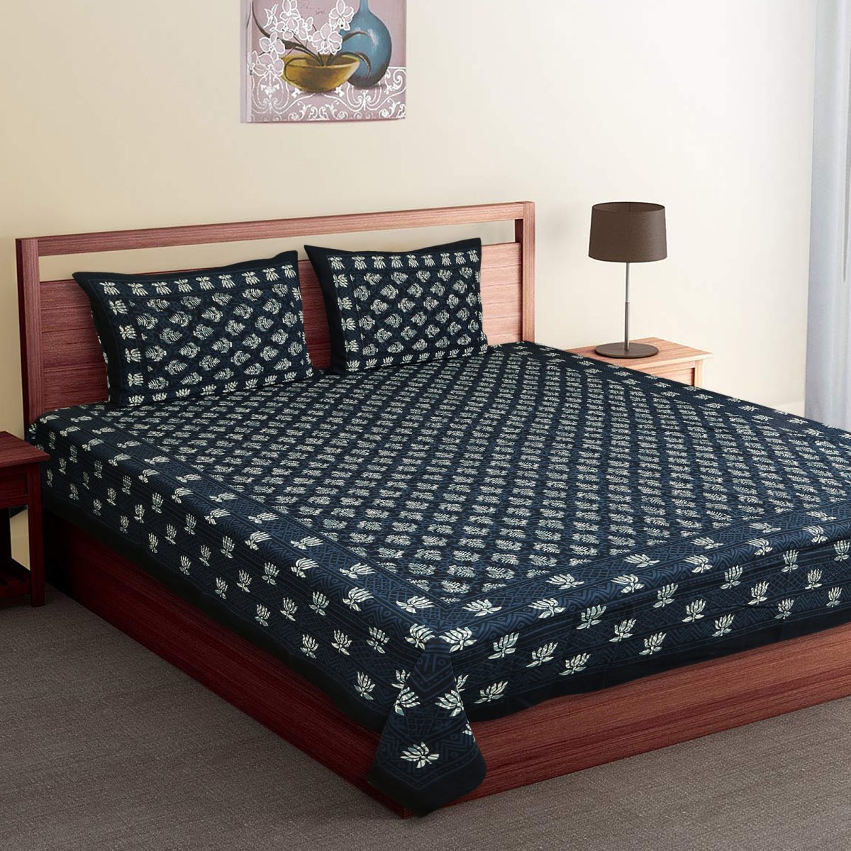 Oxyco 120 TC Pure Cotton Floral Printed Double Bedsheet