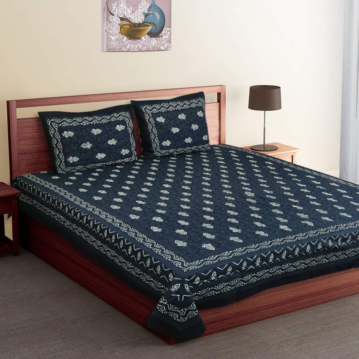 Oxyco 120 TC Pure Cotton Motifs Printed Double Bedsheet