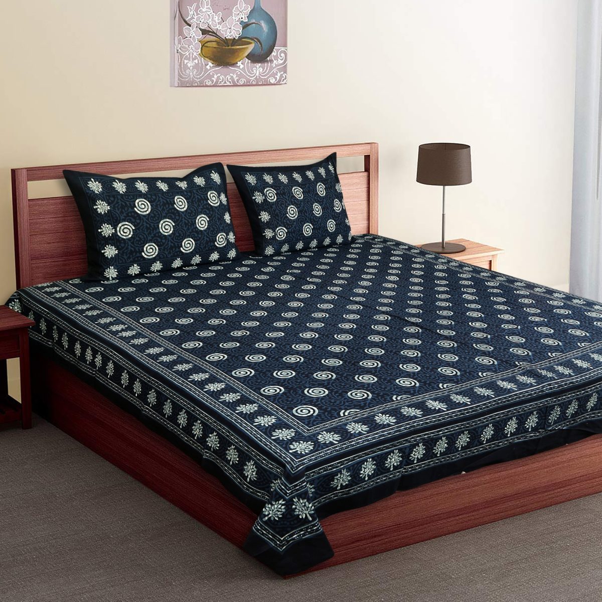 Oxyco 120 TC Pure Cotton Motifs Printed Double Bedsheet