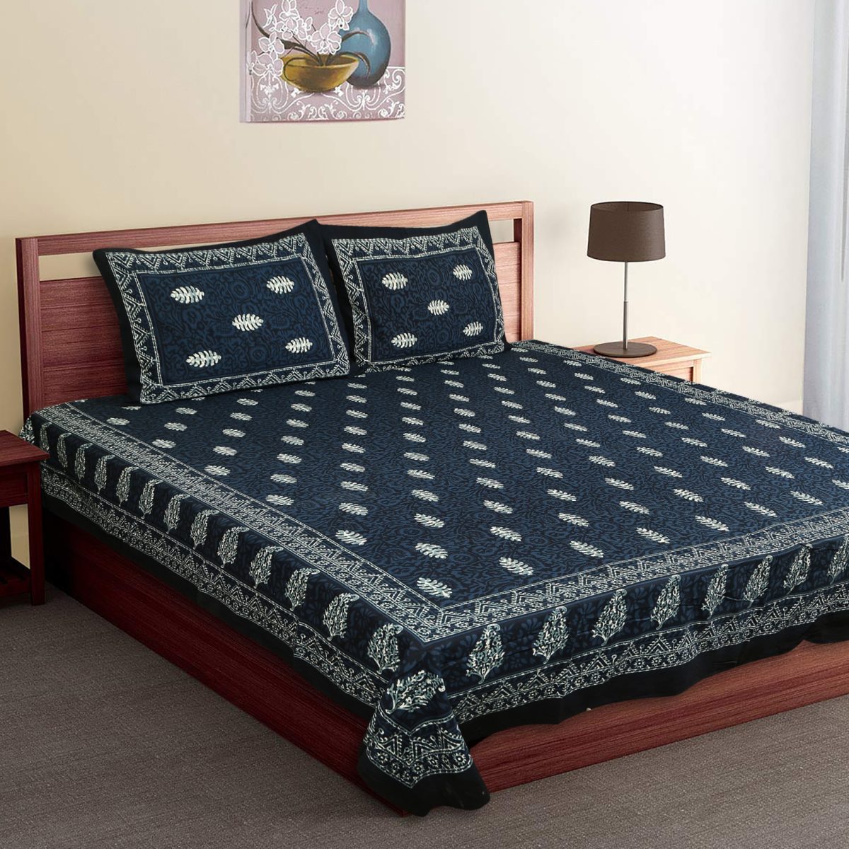 Oxyco 120 TC Pure Cotton Motifs Printed Double Bedsheet