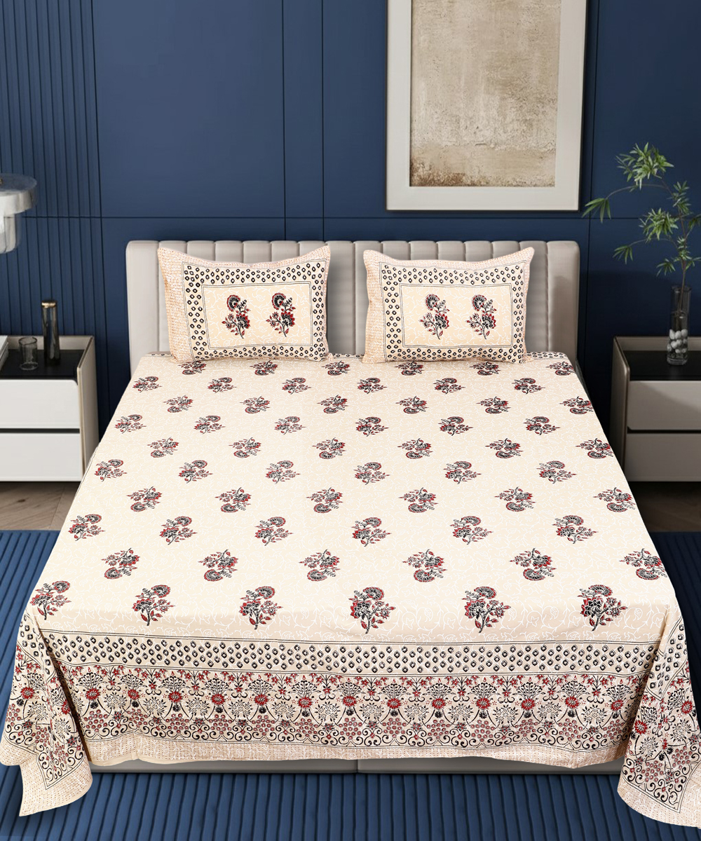 Oxyco 120 TC Pure Cotton Floral Printed Double Bedsheet