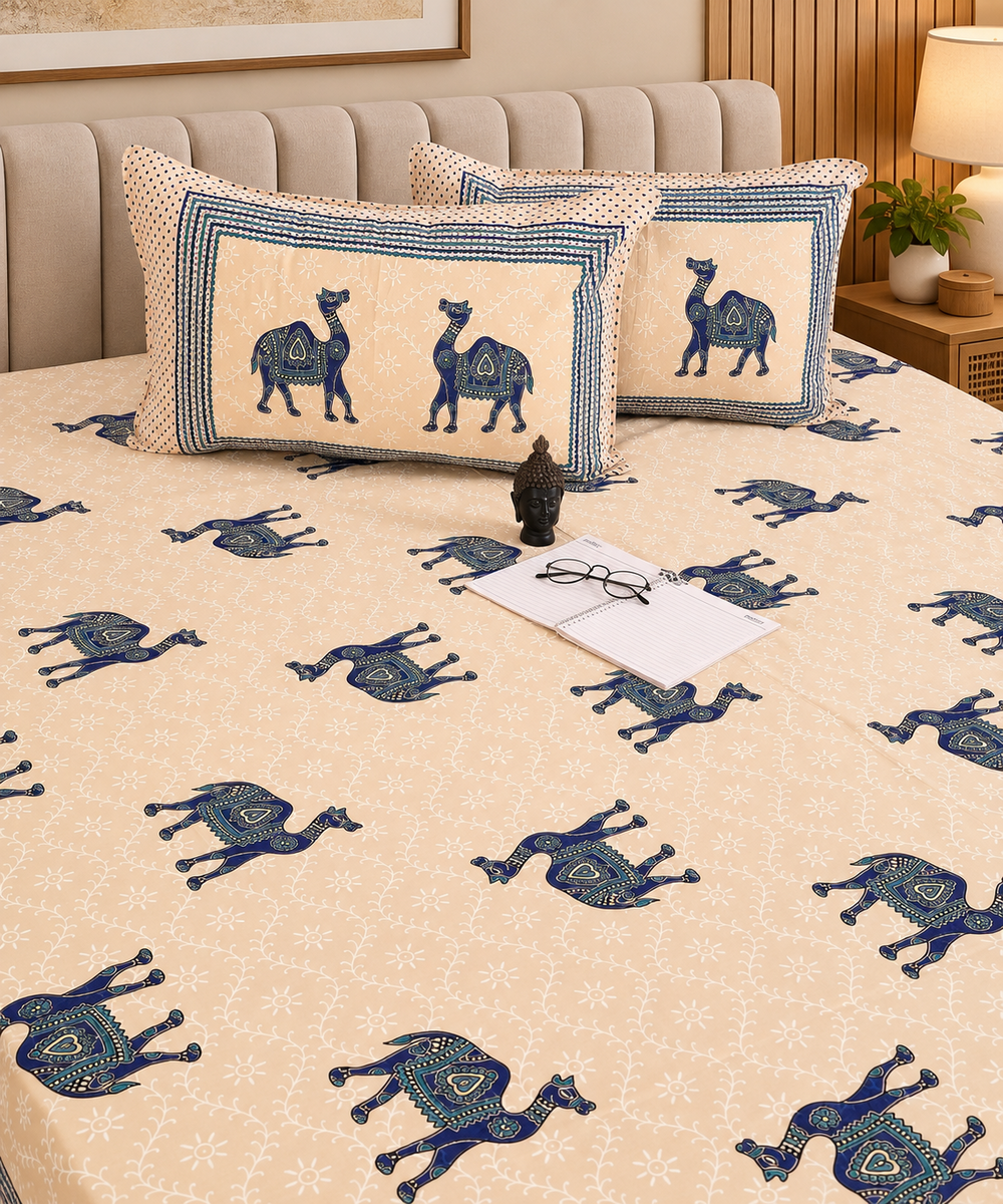 WL26BDS003 Elegant Animal Printed King Size Cotton Bedsheet Set - Image 1