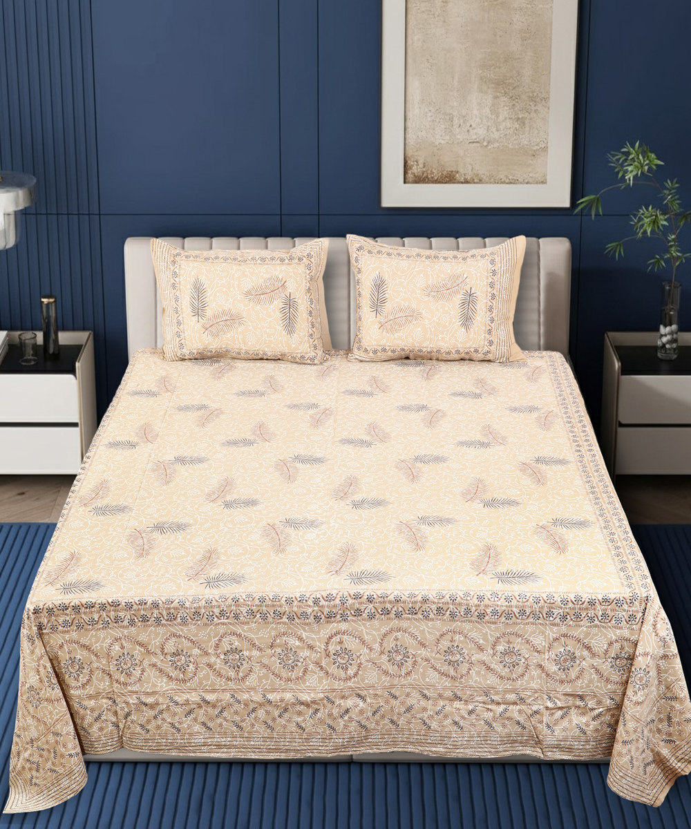 Oxyco 120 TC Pure Cotton Floral Printed Double Bedsheet