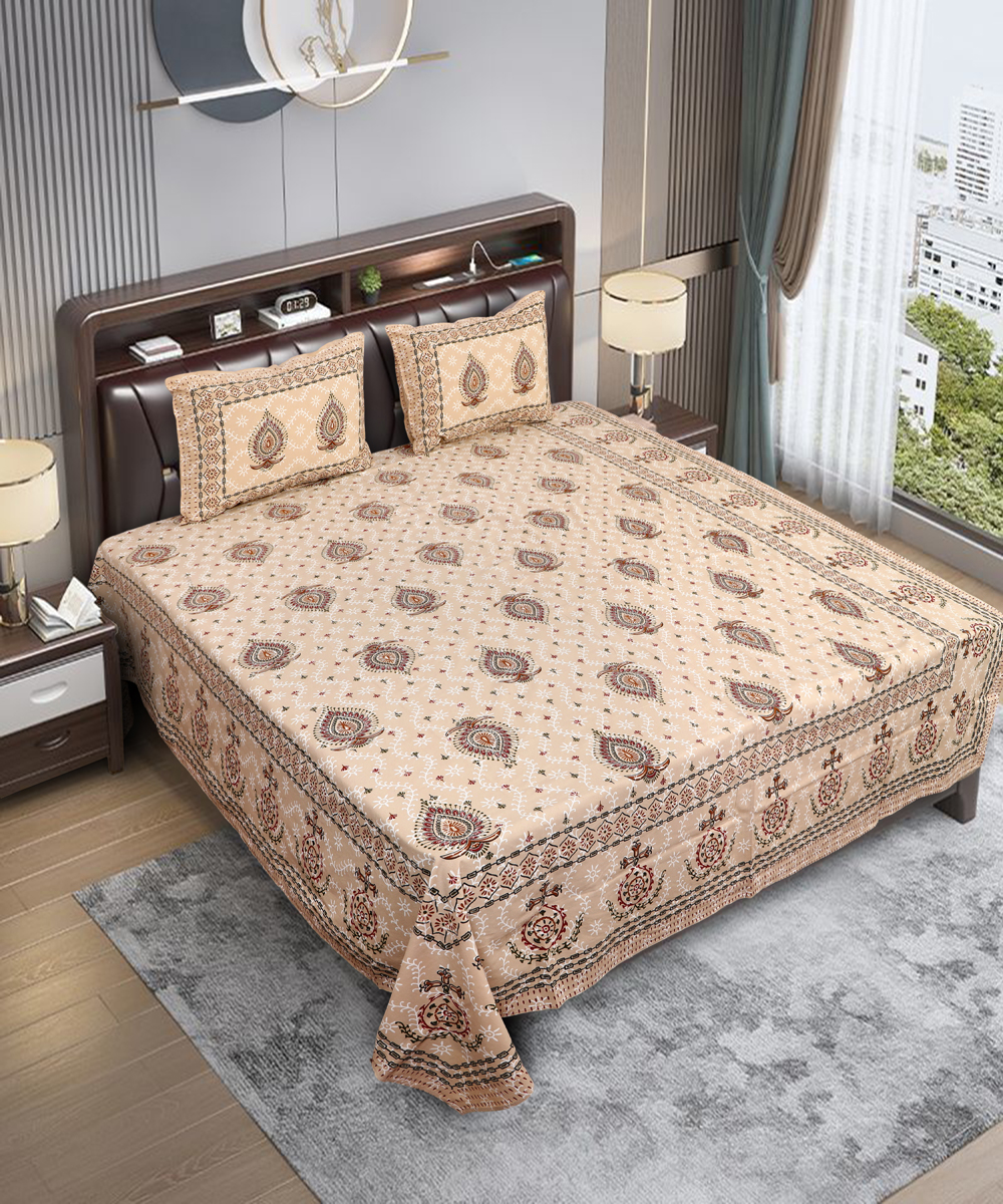 Oxyco 120 TC Pure Cotton Floral Printed Double Bedsheet