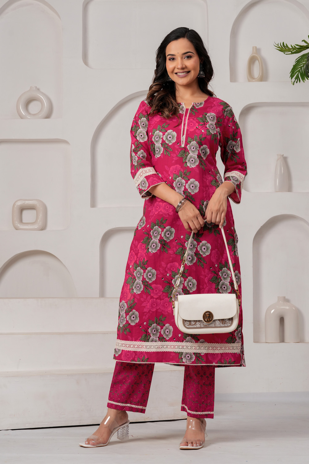 Warvi Women's Cotton Straight Kurta and Pant Set
