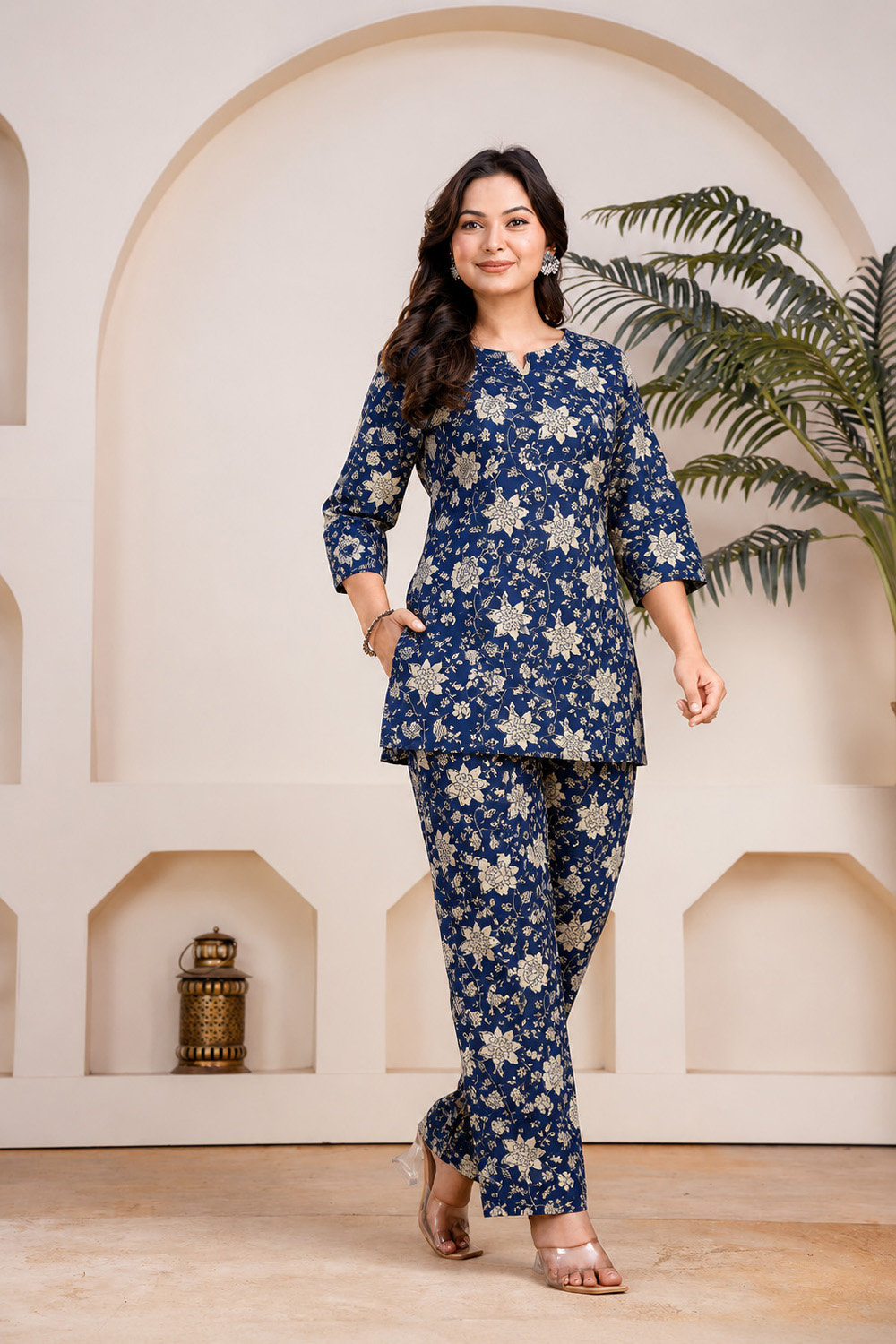 Women's Blue Floral Printed Co-Ord Set