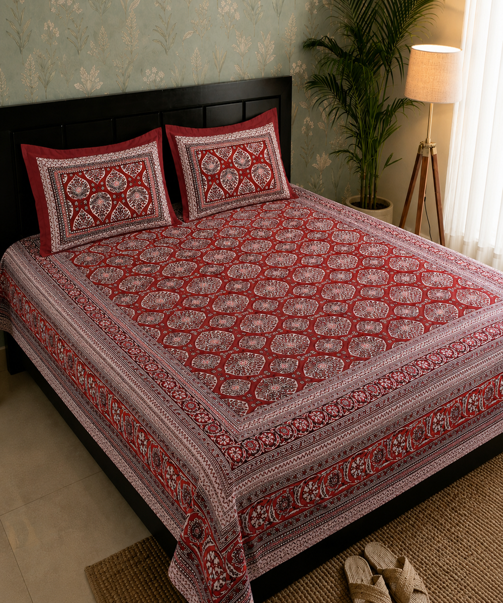 Floral Printed King Size Cotton Bedsheet