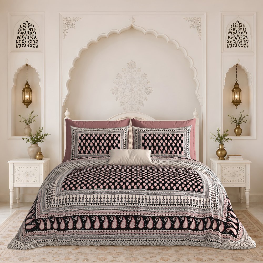 Paisley Printed King Size 100% Cotton Bedsheet