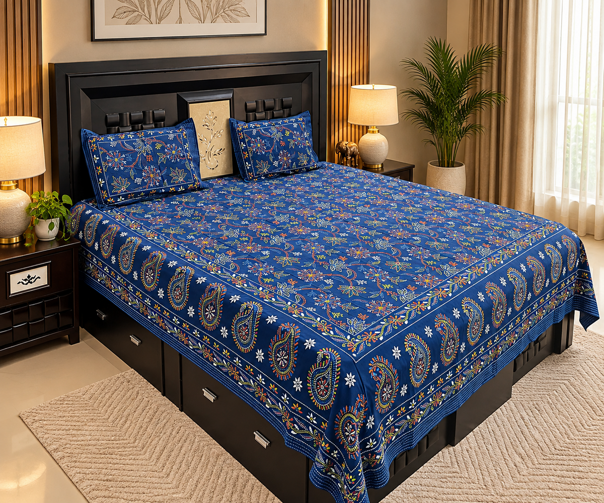 Paisley Printed King Size 100% Cotton Bedsheet