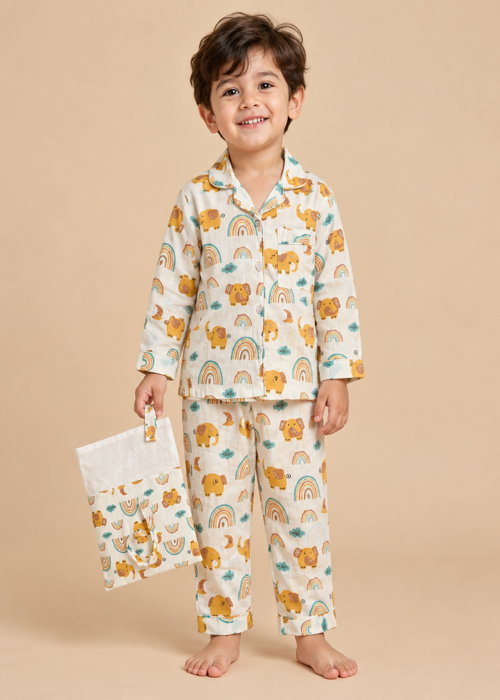 Kids’ Printed Cotton Co-Ord Set with Matching Bag