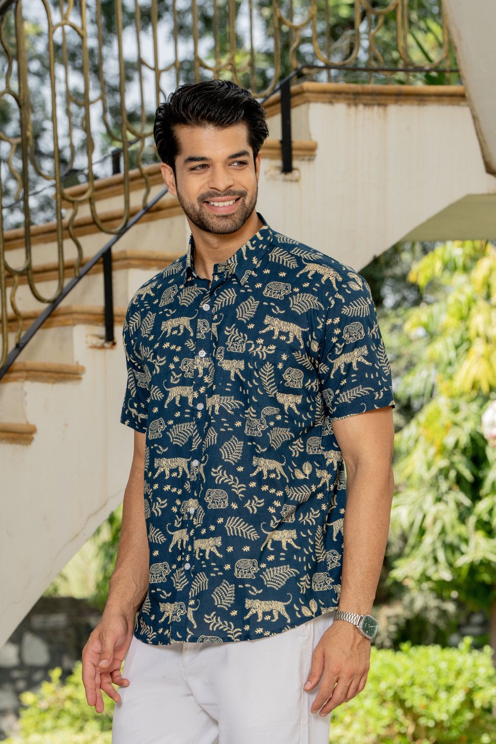Men’s Animal Printed Cotton Casual Shirt
