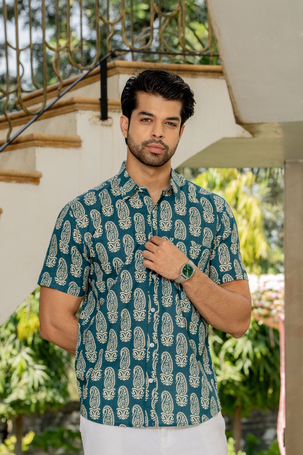 Men’s Paisley Printed Cotton Casual Shirt